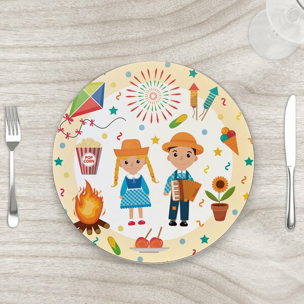 Kit Capa Sousplat 35cm Junino João E Maria - 4 Unidades