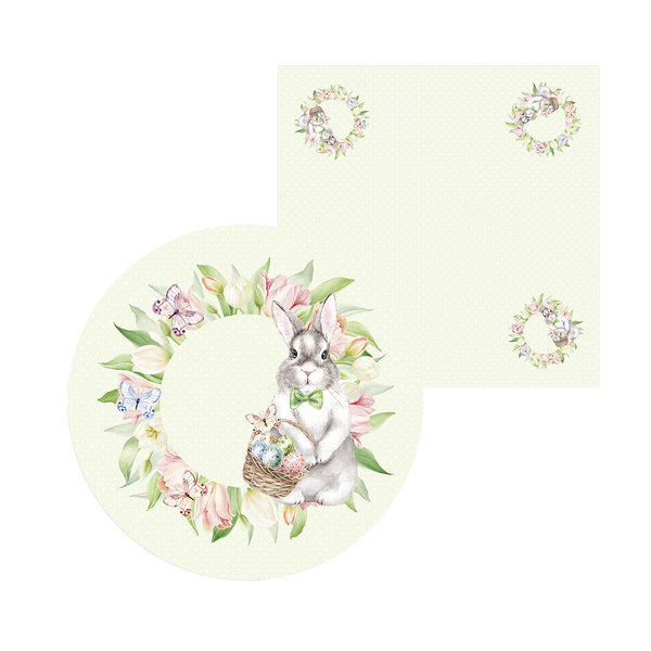 Kit Capa Sousplat Páscoa Fundo Verde Poá + Guardanapo