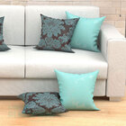 Kit Capas De Almofadas Decorativa Azul Medalhão Composê 45cm