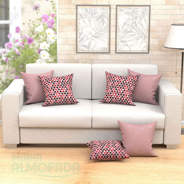 Kit Capas De Almofadas Decorativa Rosê Triângular Composê 45c