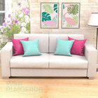 Kit Capas De Almofadas Decorativas Azul Rosa Medalhão Composê