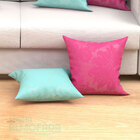 Kit Capas De Almofadas Decorativas Azul Rosa Medalhão Composê