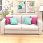 Kit Capas De Almofadas Decorativas Azul Rosa Medalhão Composê