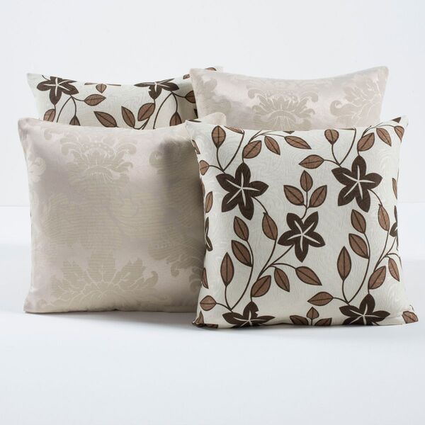 Kit Capas De Almofadas Decorativas Floral Palha/caqui 04 Peças