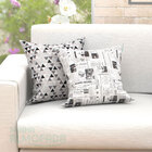 Kit Capas De Almofadas Decorativas Preto Triângulo Jornal Com