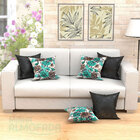 Kit Capas De Almofadas Decorativas Tabaco Floral Verde Esmera