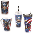 Kit Capitão America -  3 Copos Diferentes E Caneca - Marvel