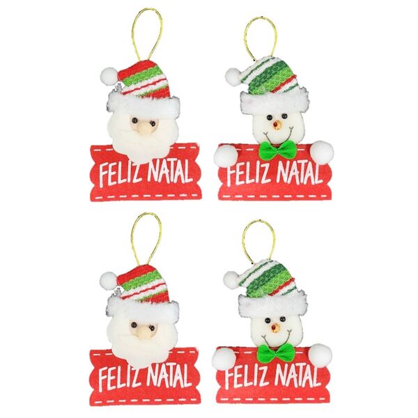 Kit Carinha Papai Noel E Boneco De Neve Placa Feliz Natal Pel