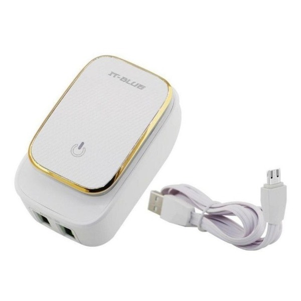 Kit Carregador It-blue Touch Led C/ 2 Usb Auto Id + Cabo V8 2
