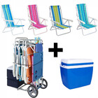 Kit Carrinho De Praia Com Avanço + 4 Cadeiras 8 Posições Em A