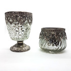 Kit Castiçal Porta Velas Medieval Vidro Vintage Prata C/ 2