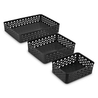 Kit Cesto Plástico Preto 7x25,6x34,2cm Usual Utilidades