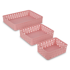 Kit Cesto Plástico Rosa 7x25,6x34,2cm Usual Utilidades