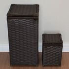 Kit Cesto Roupas 30x30x60 E Lixeira 20x20x30 Argila Marrom Es