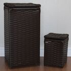 Kit Cesto Roupas 30x30x60 E Lixeira 20x20x30 Argila Marrom Es