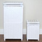 Kit Cesto Roupas 30x30x60 E Lixeira 20x20x30 Branco