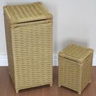 Kit Cesto Roupas 30x30x60 E Lixeira 20x20x30 Canela