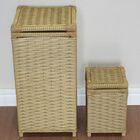 Kit Cesto Roupas 30x30x60 E Lixeira 20x20x30 Canela