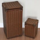 Kit Cesto Roupas 30x30x60 E Lixeira 20x20x30 Palha Indiana Ma