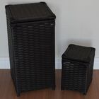 Kit Cesto Roupas 30x30x60 E Lixeira 20x20x30 Preto