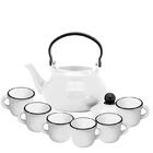 Kit Chaleira Esmaltada 1,5 L Com 6 Mini Canecas 60ml Retrô Vi