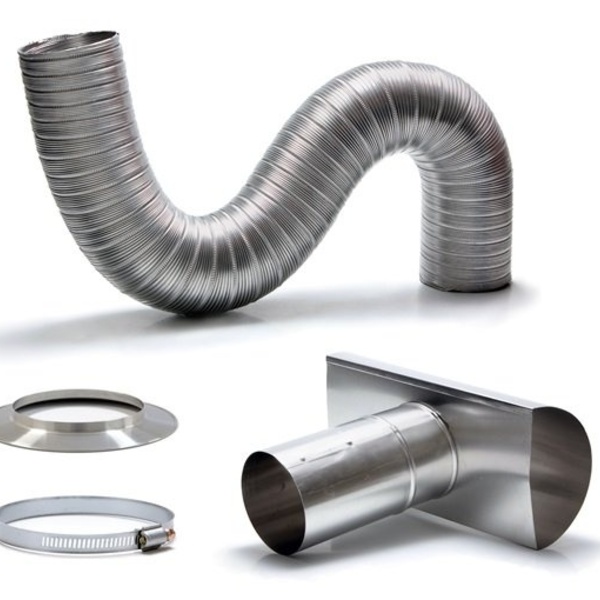 Kit Chaminé Em Alumínio Com Flexível Corrugado De 3,0mx60mm
