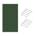 Kit Chapa Perfurada 120 x 60 cm Verde Lousa + 10 Ganchos 10 Cm