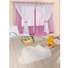 Kit Charmoso Decoração = Cortina Juvenil 3 Metros + Tapete Nu