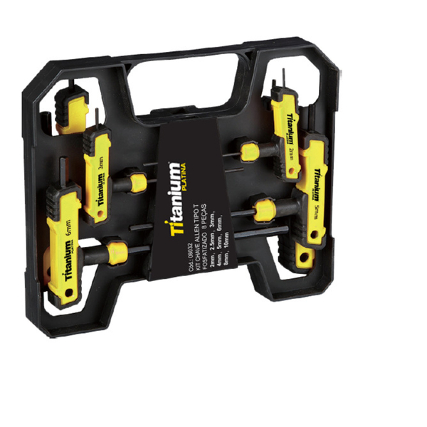 Kit Chave Allen Tipo T Preto 8 Pcs 2,2.5,3,4,5,6,8,10mm Crv