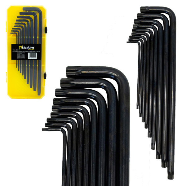 Kit Chave Torx Extra Longa 09 Peças 1.5, 2, 2.5, 3, 4, 5, 6,