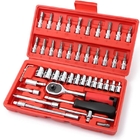 Kit Chaves Catraca Reversível Soquetes 46 Peças + Maleta