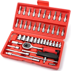 Kit Chaves Soquete Catraca 46 Peças De Aço Estojo Portátil