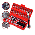 Kit Chaves Soquete E Catraca 46 Peças De Aço Resistente Com E