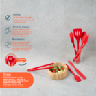 Kit Chef Variado C/ Pegador De Silicone 7 Peças Oikos Vermelh