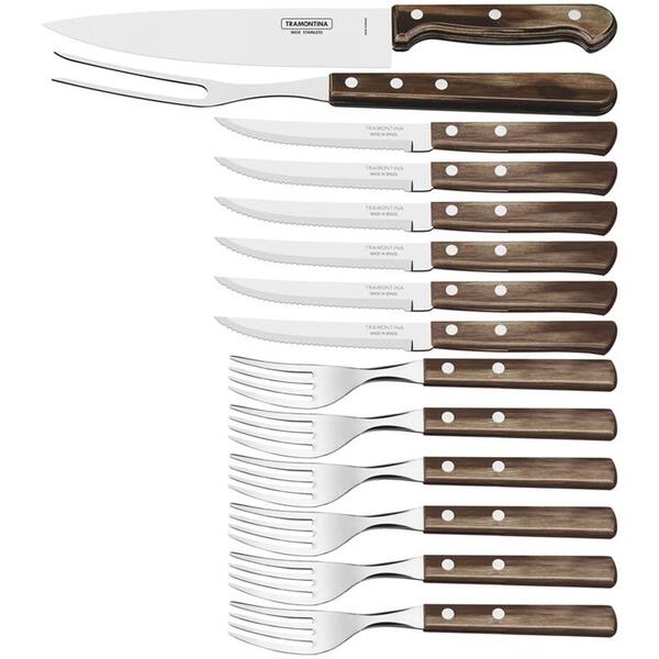 Kit Chur 14 Pcs Polywood Castanho Sortidos Com Laminas De Aco