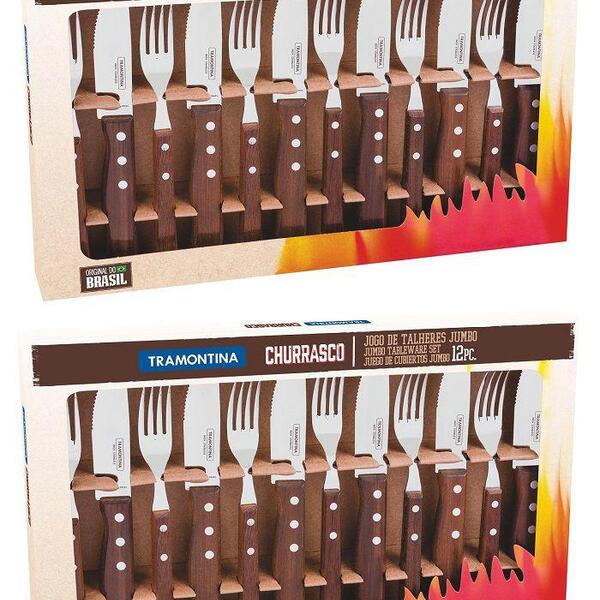 Kit Churrasco 24 Peças Jumbo Tramontina Garfo Faca 22299/059