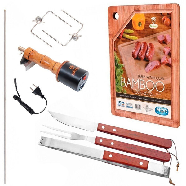 Kit Churrasco com Espeto Giratório Básico 110v + Tabua de Car