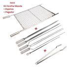 Kit Churrasco Completo, Grelha 70x60 Com 5 Espetos, Pegador