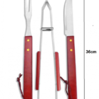 Kit Churrasco Faca Pegador Pinça M Aço Inox Cabo Madeira Gran