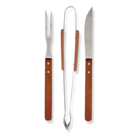 Kit Churrasco Faca Pegador Pinça M Aço Inox Cabo Madeira Gran