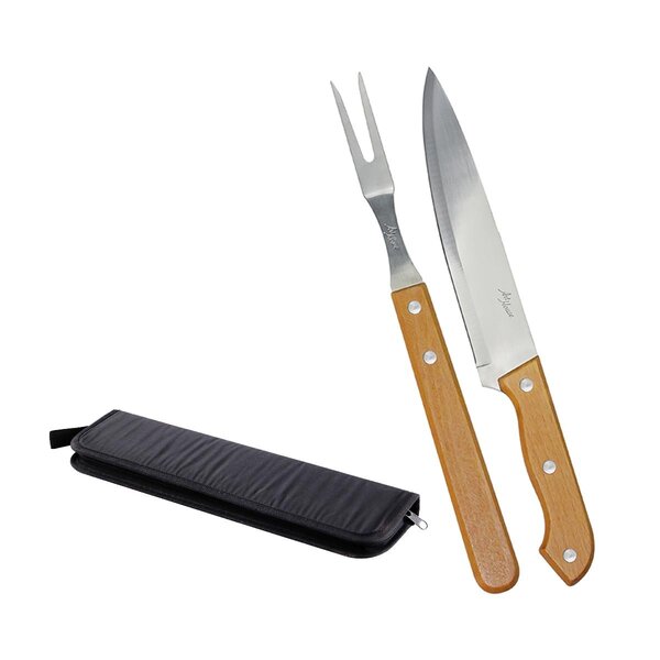 Kit Churrasco Garfo E Faca Com Estojo Único