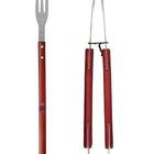 Kit Churrasco Garfo E Pegador Cabo Longo Mor