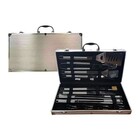 Kit Churrasco Jogo 18 Peças Aço Inox Maleta Aluminio Churrasq