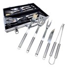 Kit Churrasco Jogo Com 5 Peças Inox Maleta Em Aluminio Churra