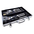 Kit Churrasco Jogo Com 5 Peças Inox Maleta Em Aluminio Churra