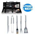 Kit Churrasco Jogo Com 5 Peças Inox Maleta Em Aluminio Churra