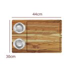 Kit Churrasco Madeira Teca Com Garfo E Faca E 2 Potes Inox -