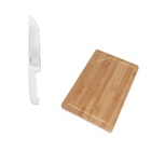 Kit Churrasco Tabua 35x25cm Bamboo E Faca 8 Polegadas Mor