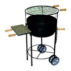 Kit Churrasqueira Campana Redonda Regulável Com Rodas