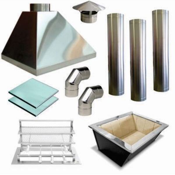 Kit Churrasqueira Completa I304 3 Dutos 2 Curvas Suporte Fund